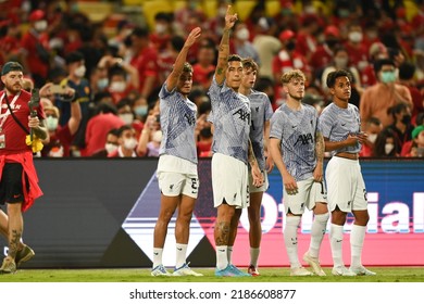 Roberto Firmino (L2) Of Liverpool And Team Mate During The Match Manchester Utd And Liverpool At Rajamangala Stadium On July 12 2022, Bangkok 