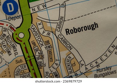 Roborough, Devon, England, United Kingdom atlas map town name - Shutterstock ID 2369879729