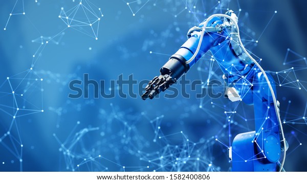 Robot arm and communication network concept.\
Industrial technology.\
INDUSTRY4.0