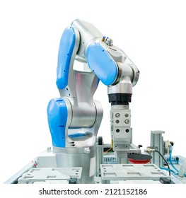 Robot Arm Machine Tool For Industrial Manufacture Factory Isolated On White