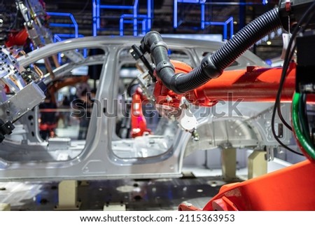 Robot arm working in car factory
