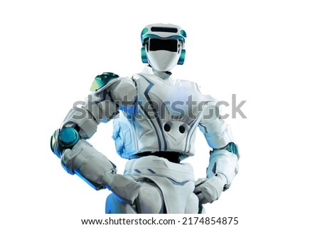 Robot astronaut isolated on white background. Elements of this image furnished by NASA. High quality photo