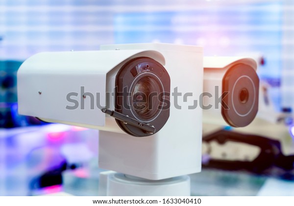 robot of cctv security surveillance camera in a\
server room