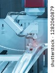robot checking machine car part industrial manufacture factory,Industrial 4.0 concept .