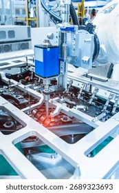 robot drill machine tool at automatic industrial manufacture factory