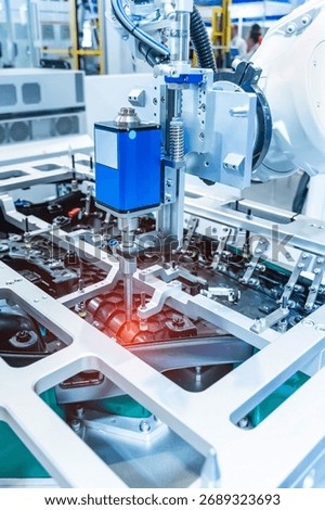 robot drill machine tool at automatic industrial manufacture factory