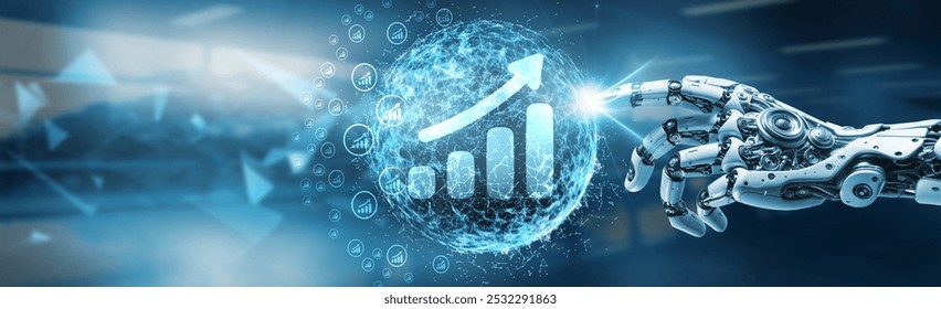 A robot hand holding a glowing global network connection, representing data analytics, technology, and futuristic innovation. The intricate web of interconnected nodes symbolizes advanced data-driven  - Powered by Shutterstock