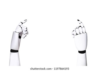 Robot Hand Industry And Robotic Concept Technology 4.0 On White Background