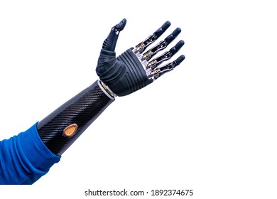 robot hand isolated on office white background