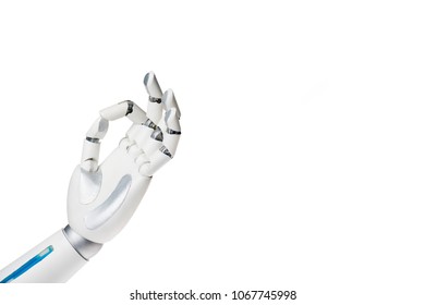 Robot Hand Showing Ok Gesture Isolated On White