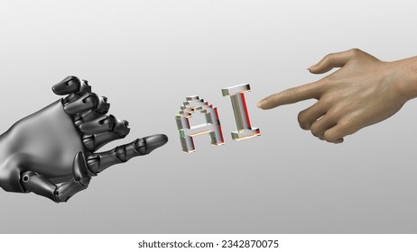 Robot and human connection with AI letters