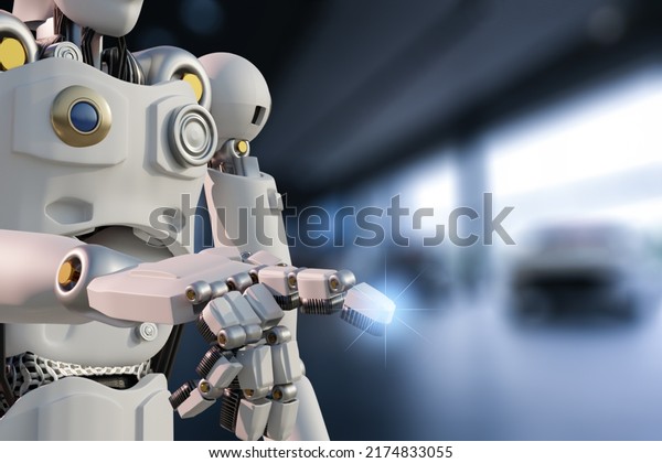 robot for industry\
communication to people cybernetic manufacturing connection in\
factory automate in car dealership automation futuristic future cat\
toy intelligence