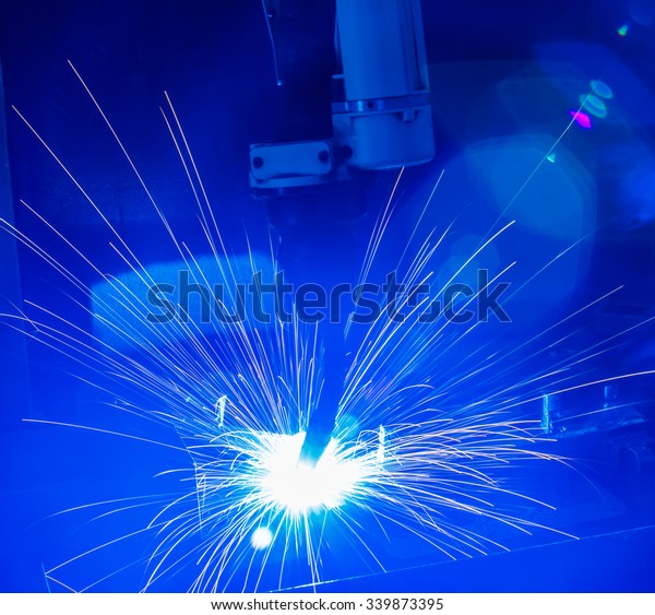  Robot welding movement Industrial automotive\
part in factory