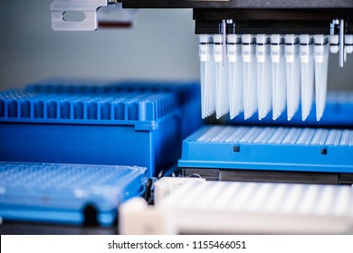 Robotic automation system. Equipment science laboratory background