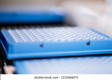 Robotic automation system. Equipment science laboratory background