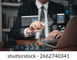 Robotic process automation AI assistant hologram, automated business processes and services financial banking. artificial intelligence data analysis, tax preparation, and invoice management.