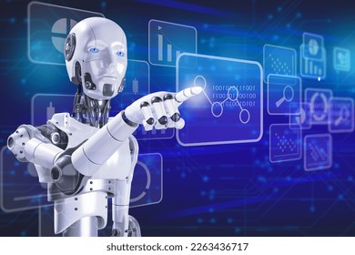 Robotic process automation.futuristic robot. humanoid robot. Concept of artificial intelligence, Ai.