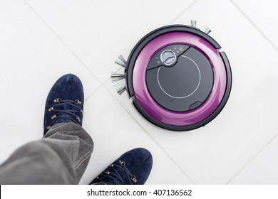 Robotic Vacuum Cleaner On The Floor
