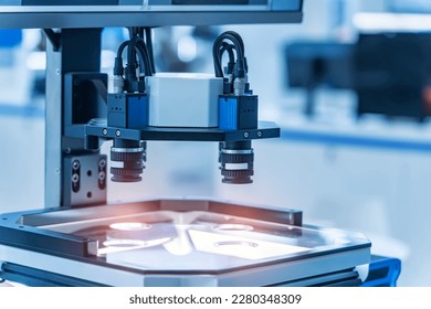 Robotic vision sensor camera system in intellegence factory,manufacturing industry for industry 4.0 and technology concept
