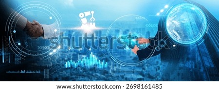 Robotics: Businessman analyzing technological data and growth, automation, artificial intelligence, machine learning, process optimization, innovation, robotic systems, and efficiency.
