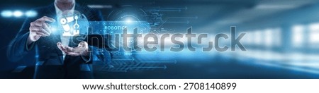 Robotics engineer holding innovative global industry, automated machines, industrial robotics, AI integration, autonomous vehicles, collaborative robots, and next-generation technological advancements
