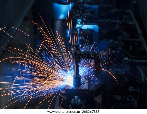 robots welding in a car
factory