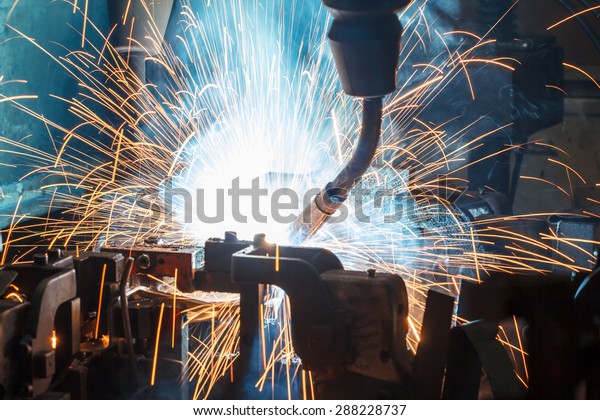 robots welding in a car
factory