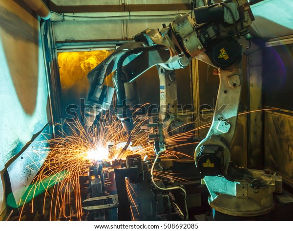 Robots
welding movement in a car production factory

