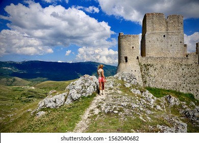 Rocca Calascio, Italy-June 28, 2014: Rocca Calascio Fortress in Abruzzo, Italy.