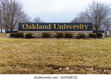 Rochester, MI / USA - January 3, 2020: Oakland University Sign