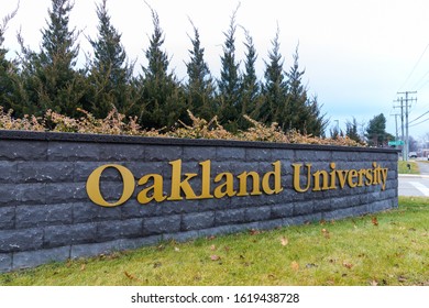 Rochester, MI / USA - January 3, 2020: Oakland University sign