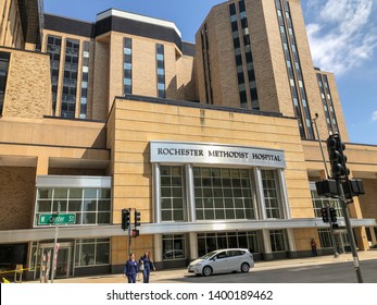 Rochester, MN - May 15, 2019: Outside Rochester Methodist Hospital Which Is Connected To Mayo Clinic.