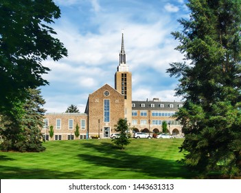 Rochester, New York, USA. July 5, 2019. Kearney Hall And The Campus Of St. John Fisher College In Rochester , New York On A Beautiful Summer Afternoon