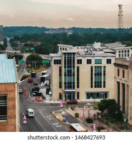 Rochester, New York, USA. July 30, 2019. Elevated View Of Downtown Rochester, NY.city Landscape 