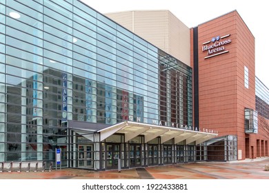 Rochester, NY, USA - March 3, 2020: Blue Cross Arena In Rochester, NY, USA, Also Known As The War Memorial, Is A Multi-purpose Indoor Arena. 