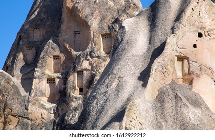 Rock And Anient Pigeon Nest In Cappadocia, Turkey