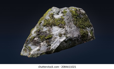 rock boulder with moss isolated on dark background for design and decoration. Many uses! - Powered by Shutterstock