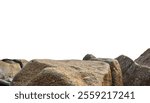 Rock Brown, Stone cliff edge isolated on white background well stand display advertising product, Clipping path  