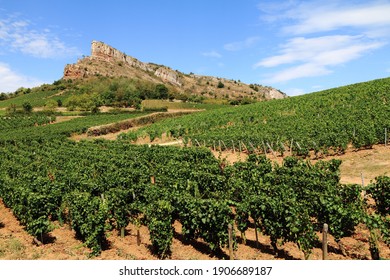 Rock of Solutré in Burgundy, magnificent landscapes of Burgundy in France 