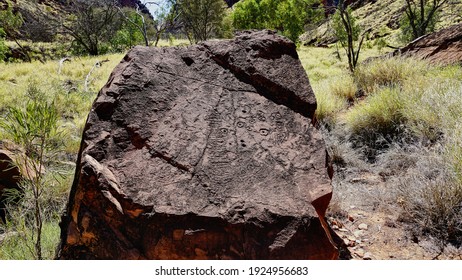 A Rock With Carvings In The Ross River Valley