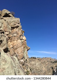 Rock Climber In Clear Creek Canyon, Golden, CO.