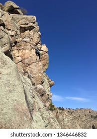 Rock Climber In Clear Creek Canyon, Golden, CO.