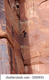 Rock Climber In Indian Creek, Utah