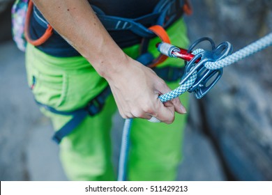 Rock Climber Wearing Safety Harness Climbing Stock Photo (Edit Now ...