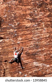 Rock Climbing In Red Rock Canyon, Nevada.