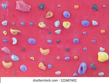 Rock Climbing Wall With Toe And Hand Hold Studs.