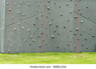 Rock Climbing Wall With Toe And Hand Hold Studs.