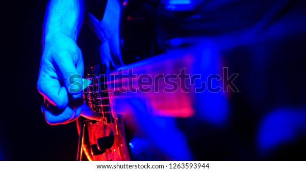 Rock Concert Guitarist Plays Guitar Guitar Stock Photo (Edit Now ...