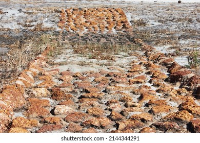 Rock Construction  Rainwater Drain Alongside Country Road