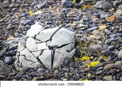 Rock Crushed By The Glacier In The South Of Iceland